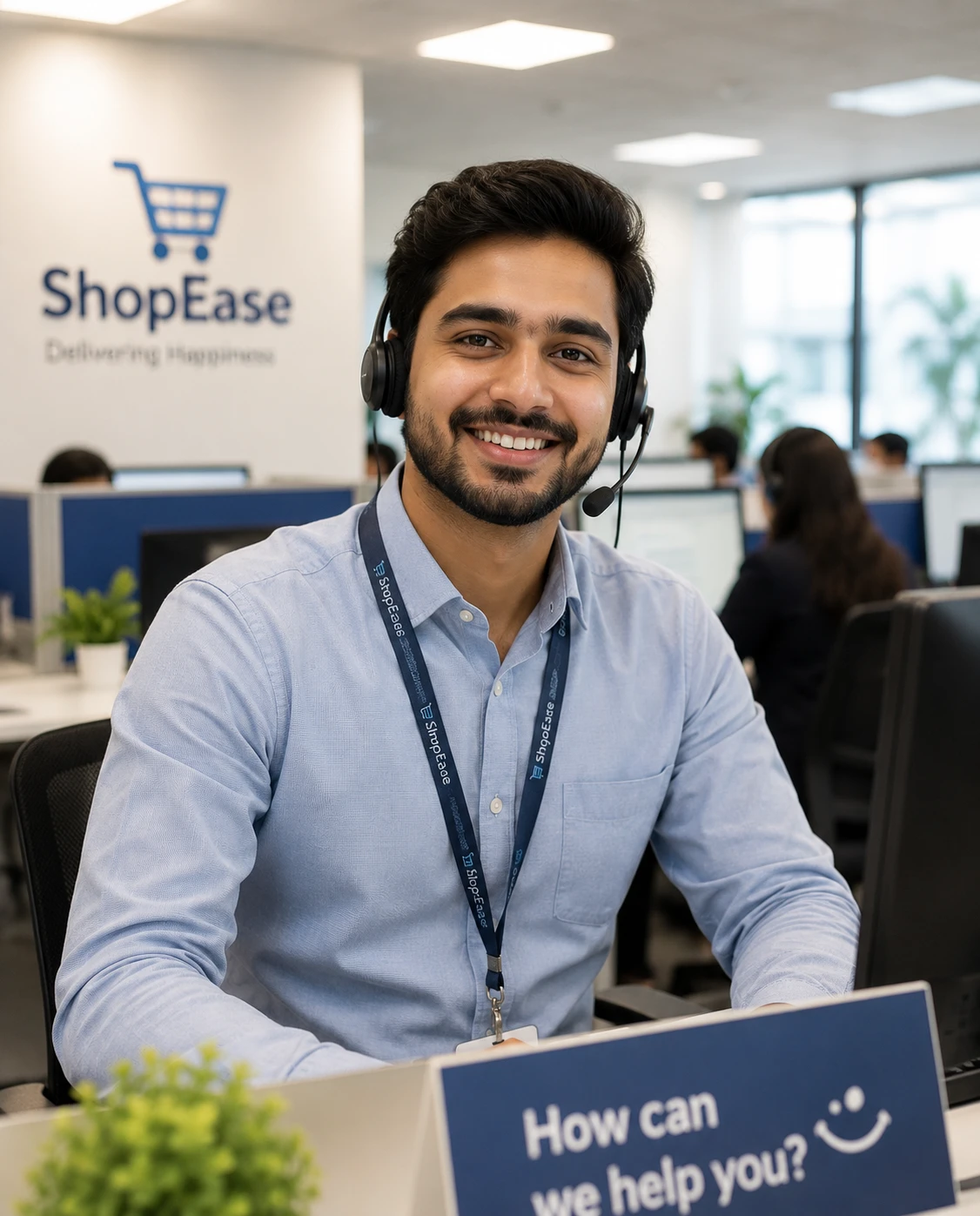 Indian male ecommerce customer agent